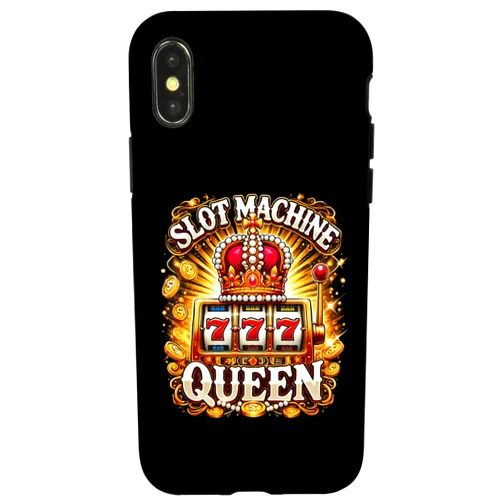 BizzyflyUSA iPhone X/XS Slot Machine Queen Crown Slots Player Casino Gambling Lover Case