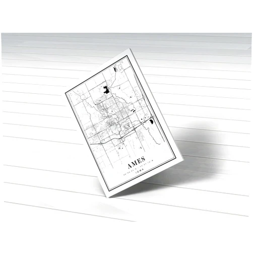 MG Global Black & White Hanging Canvas Print of Ames Iowa Ia Ames | 8x12 12x18 16x24 20x30 24x36 Minimalism Hometown City Wall Art for Gift | Minimalist Home Office Modern Decor