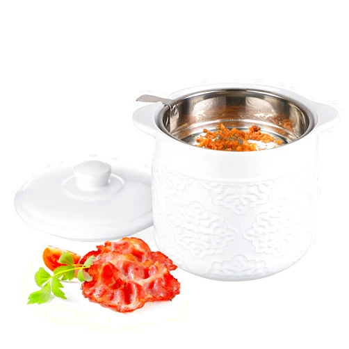 BSTKEY Ceramic Bacon Grease Container with Fine Mesh Strainer and Lid, 41OZ Large Capacity Farmhouse Bacon Grease Keeper, Bacon Fat Separator Cooking Oil Can for Grease Drippings and Storage, White