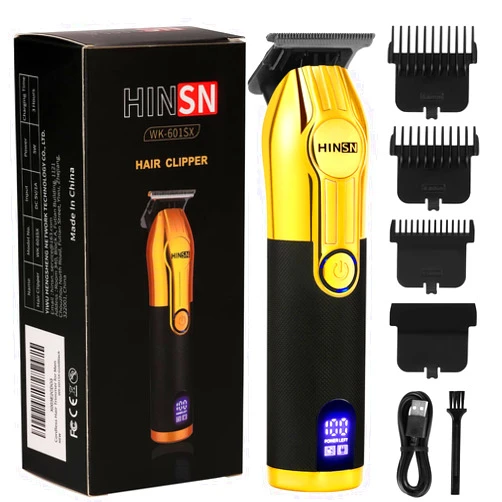 HINSN Men's Cordless Hair Clippers, Rechargeable Beard Trimmer with LED Display, Low Noise Body Haircut, Painless Cutting, Gift for Dad and Husband