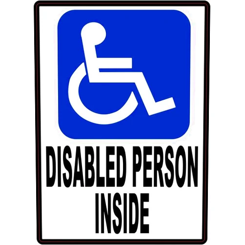 StickerTalk Disabled Person Inside Vinyl Sticker, 5 inches by 7 inches