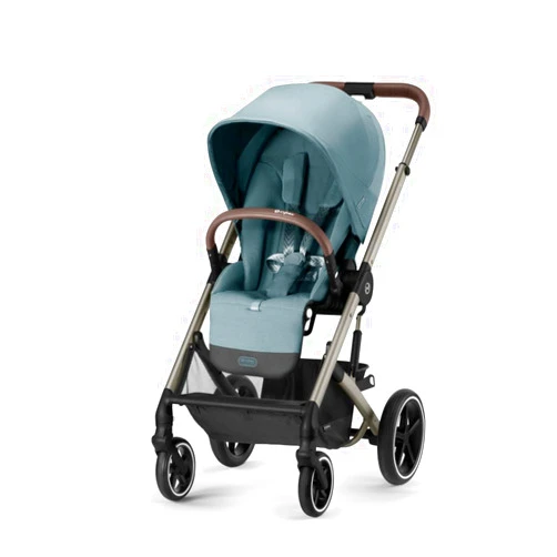 Cybex Balios S Lux Toddler and Baby Stroller with Reversible Seat, Unique One-Pull Harness, and Multiple Recline - Travel System Ready, with One Hand Fold, Taupe Frame/Sky Blue Seat