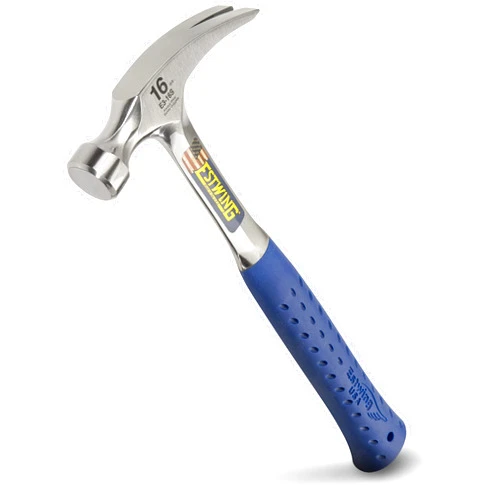 ESTWING Hammer - 16 oz Straight Rip Claw with Smooth Face & Shock Reduction Grip - E3-16S