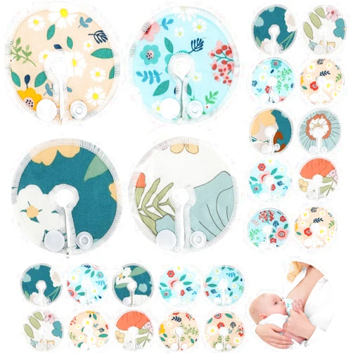 Sosation 32 Pieces G Tube Button Covers Tube Pad G Tube Pads Holder Cotton Pads for Feeding Support Reusable Feeding Tube Supplies Soft G Tube Covers for Breastfeeding Nursing Care, 4 Designs (Floral)