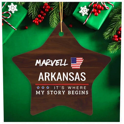 Generic Christmas Ornaments 2024 Marvell Arkansas It's Where My Story Begins Keepsake Gift Family Hometown Souvenirs Star Ornament 3
