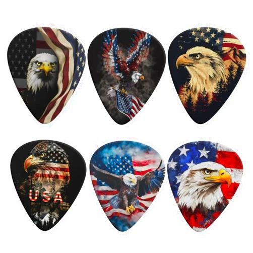 KEIAHUAN American Flag Eagle Guitar Picks Cool Guitar Plectrums Thickness Celluloid Guitar Pick for Bass, Eletric, Acoustic Guitars Medium 0.96mm for Men