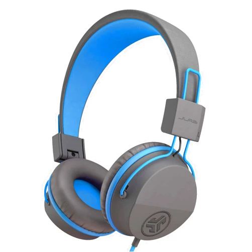 JLab JBuddies Studio On-Ear Kids Wired Headphones, Toddler Headphones, Kid Safe, Studio Volume Safe, Volume Limiter, Folding, Adjustable, Noise Isolation, with Mic (Graphite/Blue)