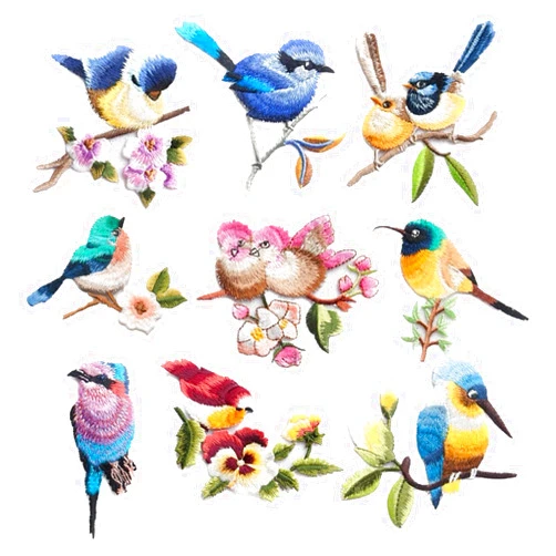 SuiGlory 9 Pieces Cute Birds Patch Appliques, Sew on Iron on Birds Embroidery Patches for Jacket Backpack Jeans Clothes DIY Patches