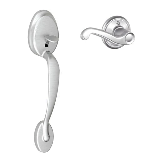 Schlage FE285 PLY 626 FLA RH Plymouth Trim Lower Half Front Entry Handleset with Flair Right Hand Lever, Satin Chrome