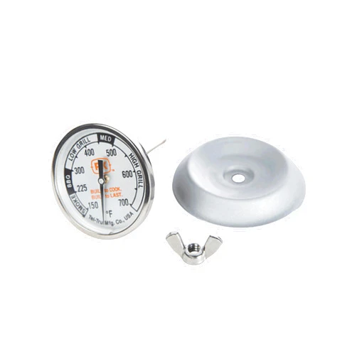 PK Grills Tel-Tru BBQ Grill Thermometer Outdoor Grilling Temperature Gauge Kit, Includes Charcoal/Smoker Thermometer Probe, Wing Nut, and Silver Flashing, PK99085