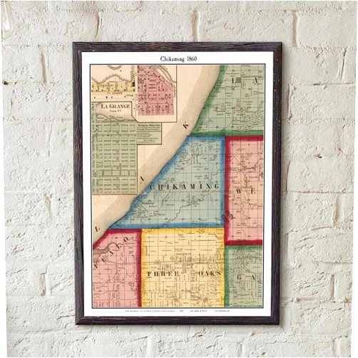 MG Global Historical Poster of Old Chikaming 1860 Wilkinson Michigan Genealogy Berrien County CVB | 11x17 12x18 16x24 24x36 Unframed Print Wall Art Gift | Vintage Antique Decor