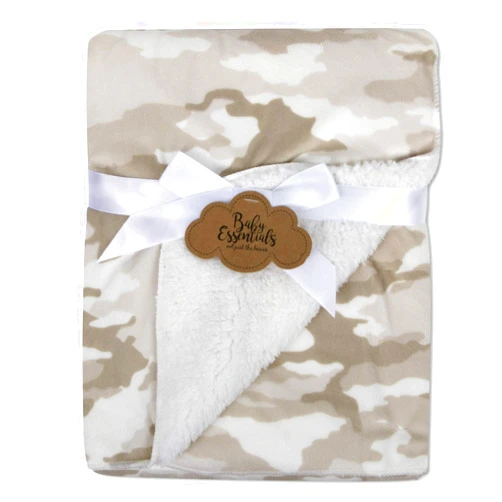 Baby Essentials Sherpa Fleece Baby Blankets for Boys and Girls – Colorful, Reversible Baby Blankets for Newborns, Infants, Toddlers, and Nursery (Camo)