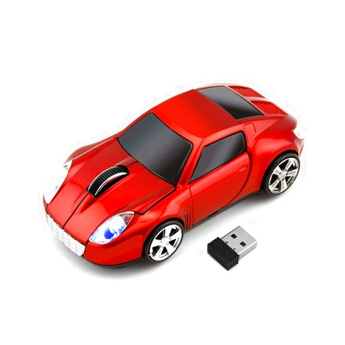 Ai5G Mice Ai5G for TR Racing Car Mouse Wireless Sport Car Shape Mouse Laptop Computer Optical Mouse Gaming Mice with 2.4GHz Nano USB LED Headlight Shiny Surface Decoration (Red)