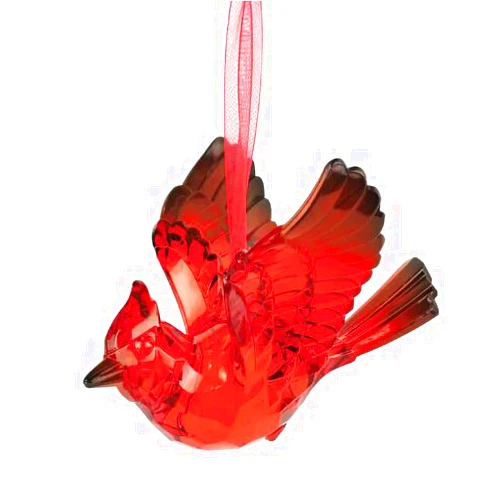 Department 56 Acrylic Christmas Basics Cardinal Bird Hanging Ornament, 3.125 Inch, Red