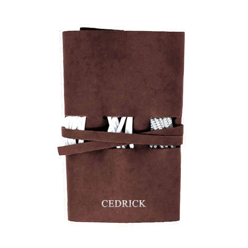Northwind Personalized Leather Tech Accessory Roll Fits In Suitcase l USA Made Premium Leather l Travel Accessory Cord Organizer for Charger Cords l Personalized Leather Cable Organizer for Monogrammed Gifts
