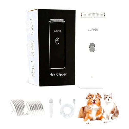 Founouly Handy Dog Cat Clippers - Professional Cordless Grooming Tools - Low Noise Pet Hair Trimmer Kit, AP005, White