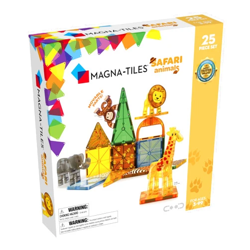 MAGNA-TILES Safari Animals 25-Piece Magnetic Construction Set, The ORIGINAL Magnetic Building Brand