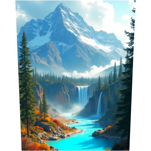 Clendo Paint by Numbers Kit for Adults Mountains Waterfall, Adult Paint by Number Kits on Canvas for Beginners, Oil Painting Set Craft Supplies with 3 Paintbrushes and Acrylic Paint 16x20 Inch