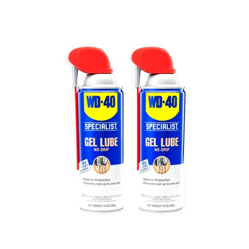 WD-40 Specialist Gel Lube with Smart Straw Sprays 2 Ways, Twin Pack, 10oz cans, No drip Lubricant, Non-Fling Lubricant, (Pack of 2) (300851)