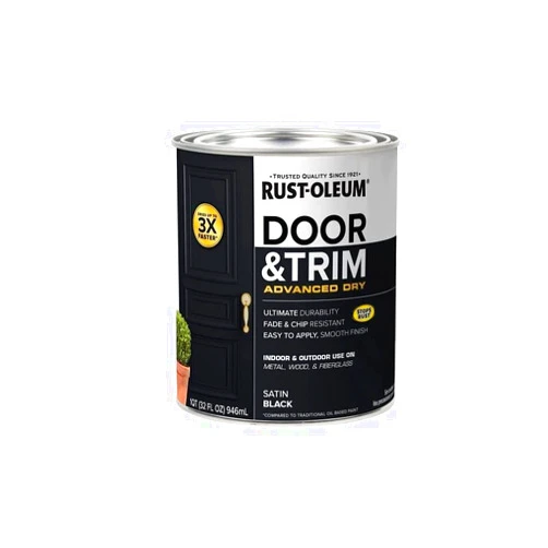 Rust-Oleum 369383 Advanced Dry Door & Trim Paint, Quart, Satin Black