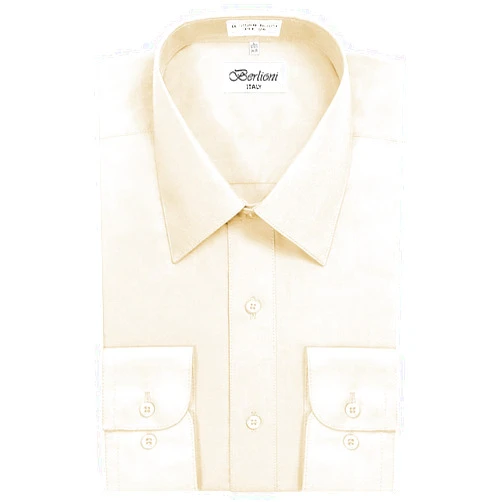 Berlioni Italy Men's Long Sleeve Solid Premium Dress Shirt