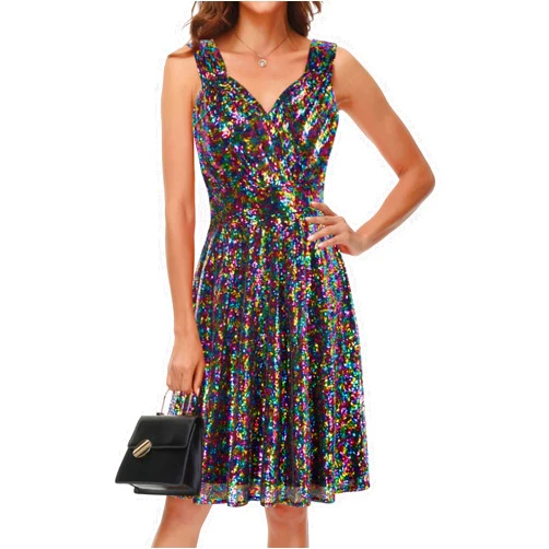 GRACE KARIN Women's Sleeveless Wrap V-Neck A-line Bridesmaid Cocktail Party Dress