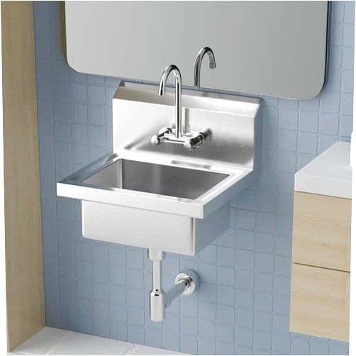 Bonnlo Commercial Sink Hand Washing Basin Stainless Steel Hand Sink with Hot&Cold Faucet, Wall Mount Utility Sink with Drainer Heavy Duty Hand Wash Sink for Commercial Restaurant Home Kitchen Workshop