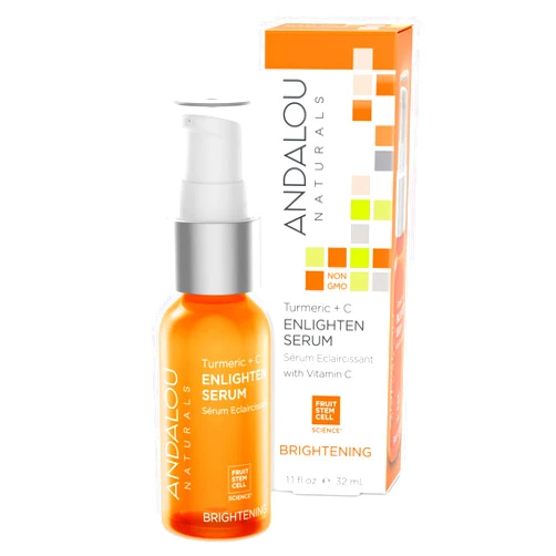 Andalou Naturals Turmeric + C Enlighten Serum, Skin Smoothing Serum with Vitamin C & Turmeric, Anti Aging Skin Care, Diminish Sun Damage and Refine Skin, 1.1 Fl Oz