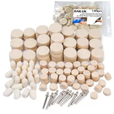 BAILUK Felt Polishing Buffing Wheel 145Pcs Wool Felt Polishing Pad Wheel Professional Accessories, Point & Mandrel 1/8