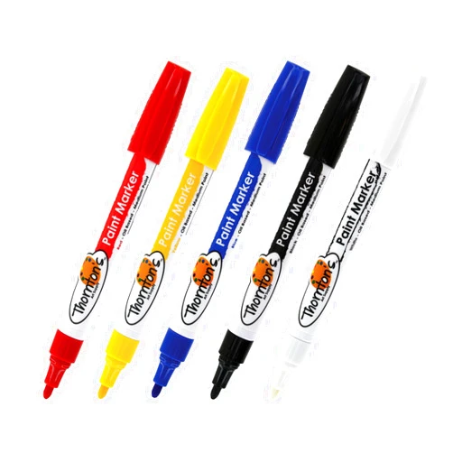 Thornton's Art Supply Premium Oil-Based Paint Markers Set of 5 Assorted Opaque Pen for Craft | Write on Multi Surface Glass Metal Stone Ceramics Wood Rubber Plastic | Safe for Kids | Medium Point