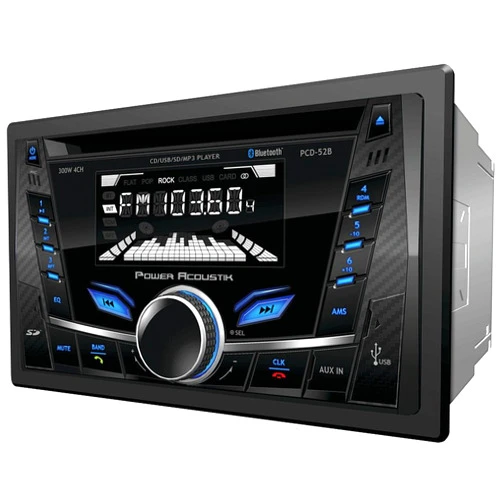 Power Acoustik PCD-52B Double Din Car Stereo Receiver, 2 Din in Dash - CD - MP3 - AM/FM - Bluetooth - USB Playback