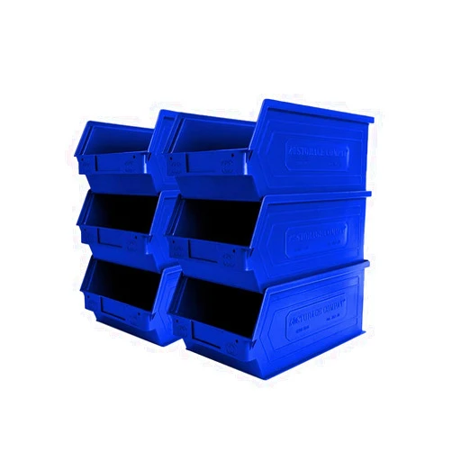Storage Compat 6-Pack Storage Bins, Wall Mount, Stackable & Freestanding, 12”x 8” x 6” Plastic Organizers, Utility Containers for Garage, Home, Workshop, Blue