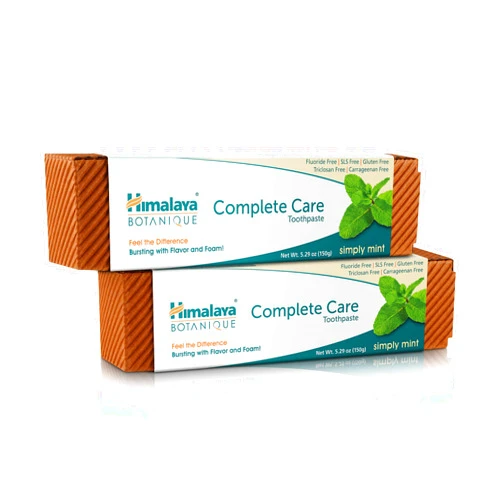 Himalaya Botanique Complete Care Toothpaste, Herbal, Mint Flavor, Fights Plaque, Freshens Breath, Fluoride Free, No Artificial Flavors, SLS Free, Cruelty Free, Foaming, 5.29 Oz, 2 Pack…