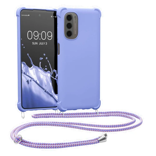 kwmobile Crossbody Case Compatible with Motorola Moto G51 5G Case - TPU Silicone Cover with Strap - Lavender