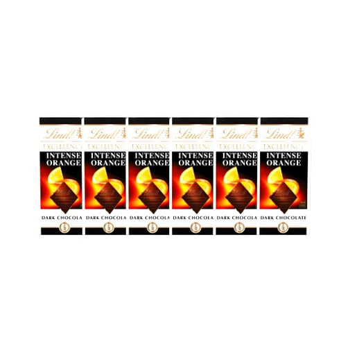JÁCLER Lindt Intense Orange Dark Chocolate Bar - Chocolate Candy for Christmas and Holidays 3.5 oz. (6 Pack)