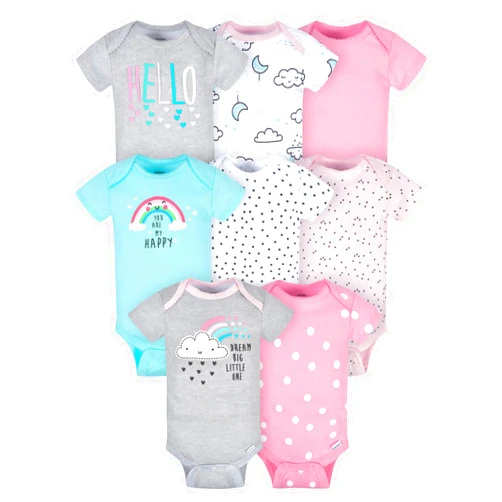 Gerber Baby Girls' 8-Pack Short Sleeve Onesies Bodysuits