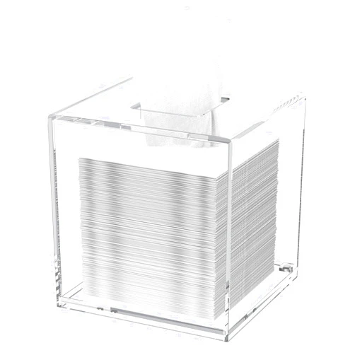 PITBVO Acrylic Tissue Box Cover, Clear Square Tissue Box Holder, Facial Napkin Dispenser for Bathroom Kitchen Bedroom Office