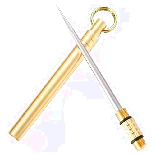 Swiftion Gold Cigar Holder Needle Stainless Steel Punch Draw Enhancer Tool&Nubber Assemblage Field Tool Can Be Dredge Cigar Avoid Burns Hangs with Key Ring