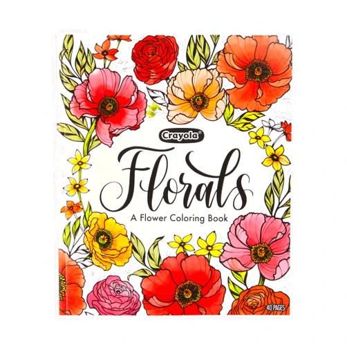 Crayola Floral Adult Coloring Book (40pgs), Flower Adult Coloring Pages, Stress Relief Activity, Mindfulness Gift for Teens & Adults, 9+