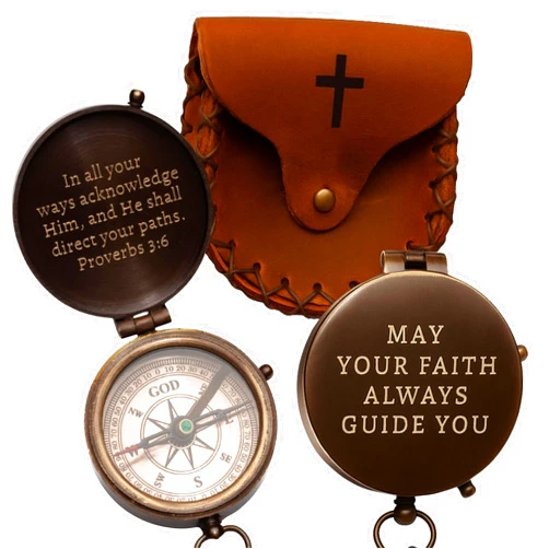 SFdizayn Baptism Gifts for Boys – Engraved Christian Compass with Scripture – Religious Catholic Keepsake for Christening, First Communion, or Confirmation – Faith Compass Gift for Godson, Son, or Grandson