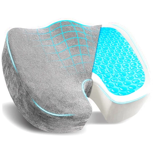 EcoNour Thick Gel Seat Cushion for Pressure Relief -Grey| Tailbone Pain Relief Cushion for Sciatica, Coccyx & Heavy People | Orthopedic Memory Foam Seat Cushion for Office, Desk Chair & Gaming Chair