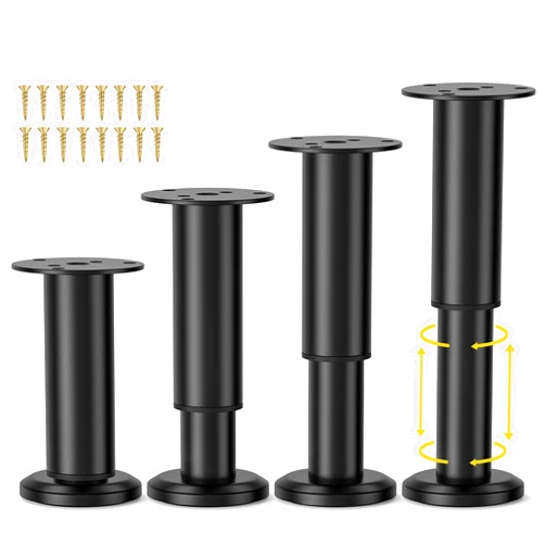 Wlrrcwdttc 4 Pcs Metal Adjustable Furniture Legs 4.72-7.87 inch, Adjustable Cabinet Legs for Sofa/Bed/Chair/Couch/Dresser/Table, Heavy Duty Bed Replacement Support Legs for Bed Frame/Bed Center Slat