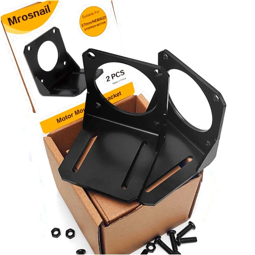 Mrosnail Nema 23 Stepper Motor Mounting Bracket 2-Pack - Alloy Steel L-Shape Fixed Seats for High Precision Geared Motors, Includes Screws & Nuts, 57mm