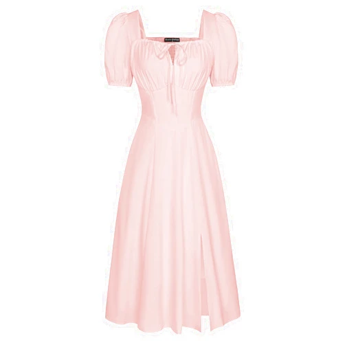 Scarlet Darkness Renaissance Dress for Women Milkmaid Corset Dresses with Slit
