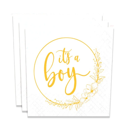 Vaujory 100 Pack of It's a Boy Paper Napkins for Baby Shower Party Decoration