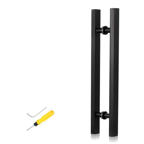 LPRR Stainless Steel Sliding Door Handle for Barn Door, Brushed Double Sided Door Pull Handle, H Shape Sliding Doors/Shape Swing Door Door Pull (Color : Black, Size : 50cm/20inch)