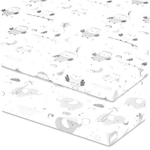 Joey + Joan Travel Crib Fitted Sheets for Baby Bjorn, Guava Lotus Travel Crib and 24 x 42 Inch Travel Light Playard Mattress – Snuggly Soft 100% Jersey Cotton – 2 Pack