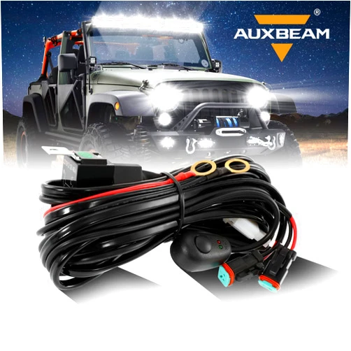Auxbeam Led Light Bar Wiring Harness with PT Plug 12V 40Amp Fuse Relay ON/Off Switch Power Relay Fuse for LED Light Bars Work Light Driving Lights 2 Lead 8 Ft (The Maximum Load Power is 240W)
