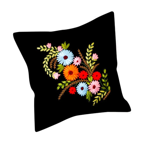 Generic Floral Embroidery Pillow Cover Set for DIY Home Decor, styleA, 45cmx45cm
