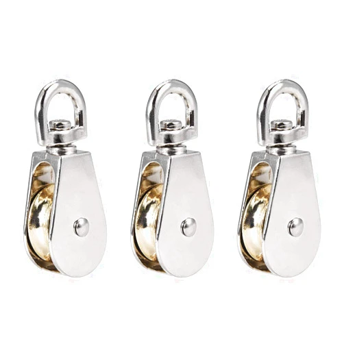 uxcell 1 Inch Lifting Crane Swivel Hook Pulley Block Hanging Wire Towing Single Wheel Zinc Alloy 3pcs